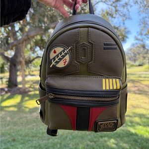 LOUNGEFLY STAR WARS BOBA FETT BACKPACK GREEN RARE